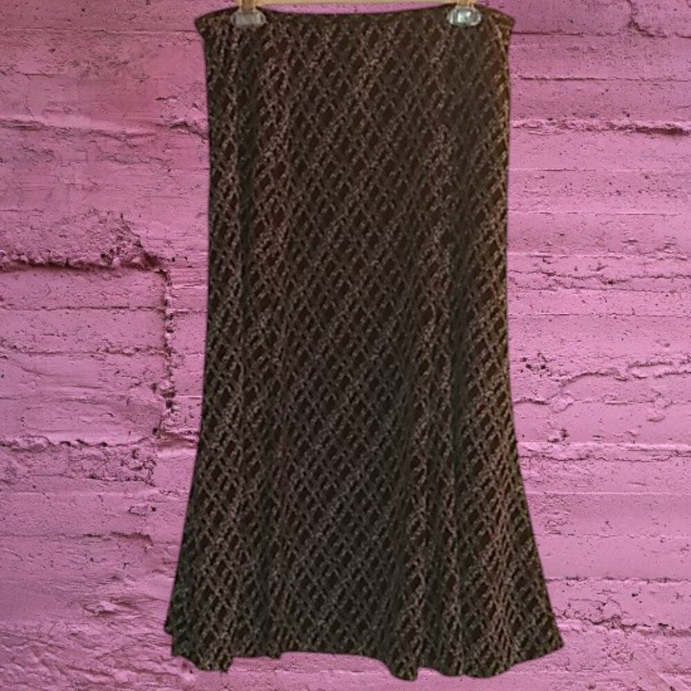Jones Wear Lovely Criss Cross Dot Print Long A Line Skirt Size 10 Fully Lined